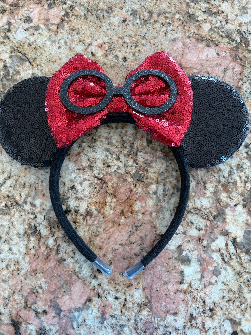 Disney Incredible Edna Sequin Minnie-Inspired Headband with Red Bow